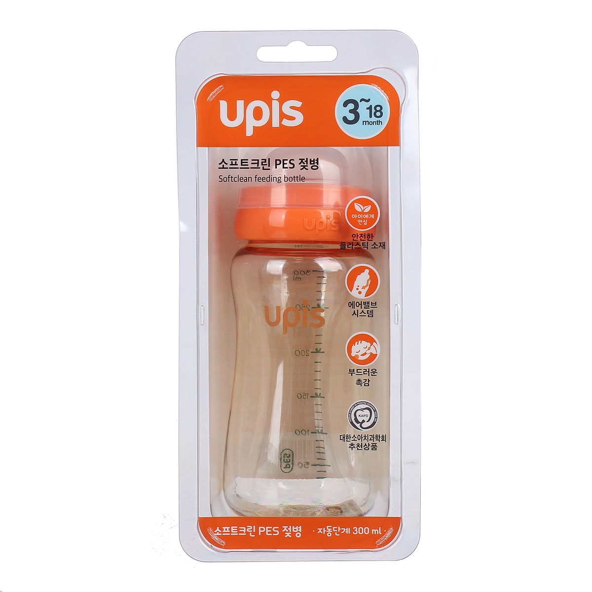 Bình sữa Upis 300ml nhựa PES - mặt trái