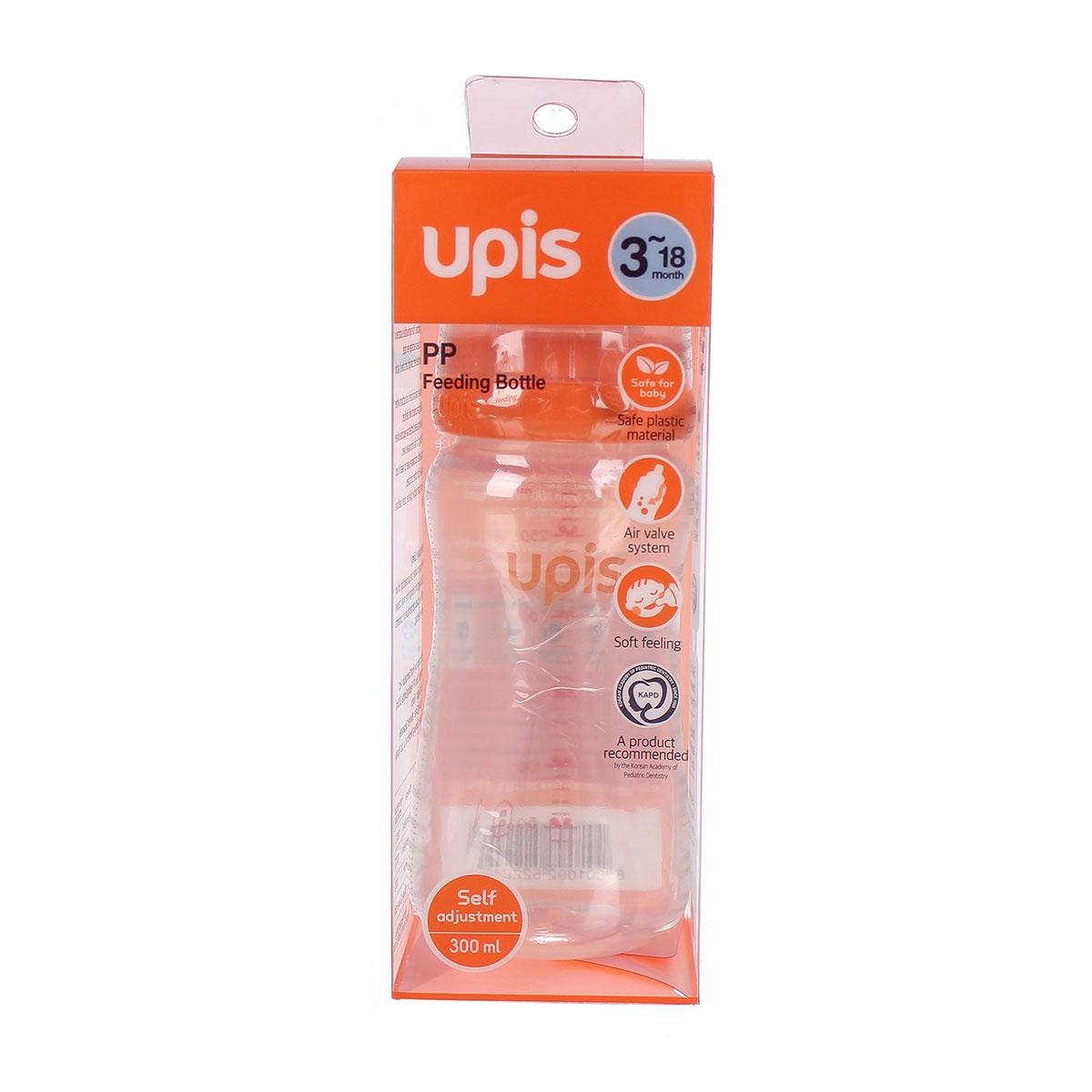 Bình sữa UPIS 300ml nhựa PP cao cấp Hàn Quốc - mặt trái