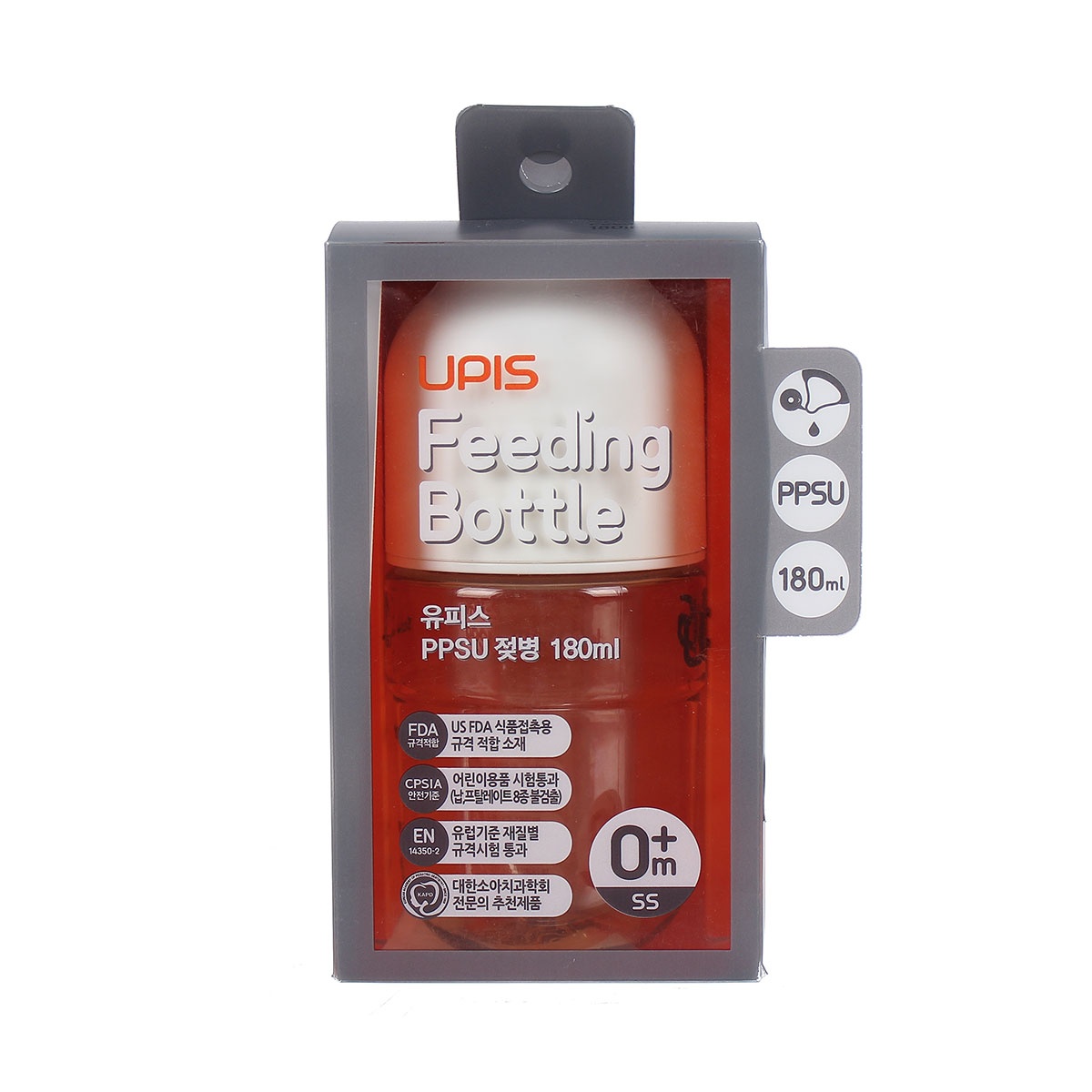 Bình sữa Upis Premium PPSU 180ml (Trắng) - mặt sau