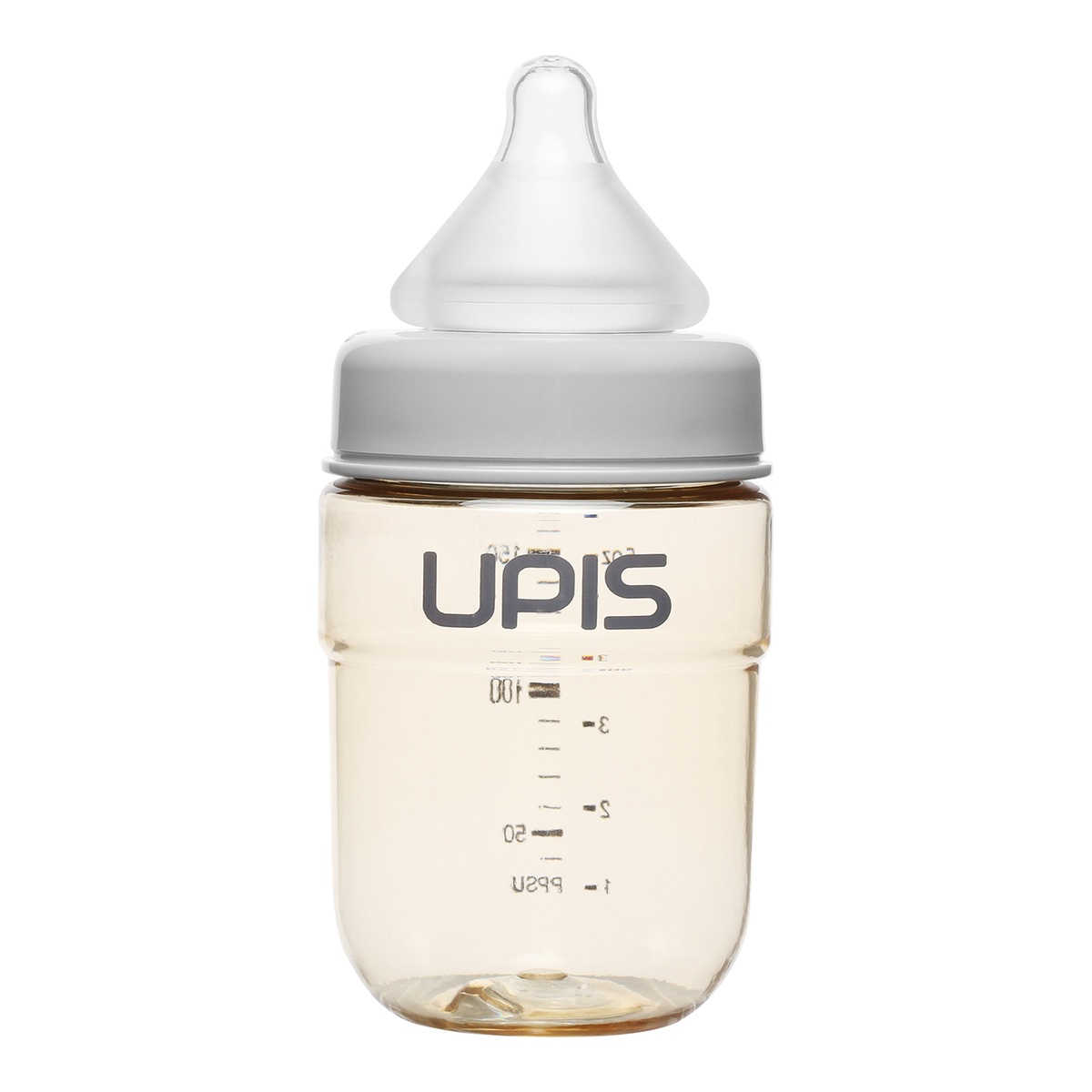 Bình sữa Upis Premium PPSU 180ml (Xám) - mặt trái