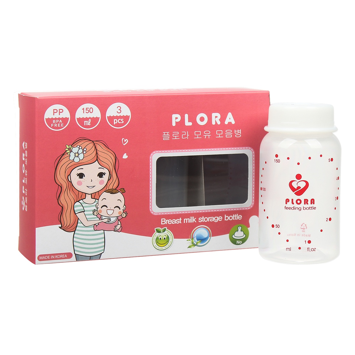 Bình trữ sữa Plora 150ml - mặt sau