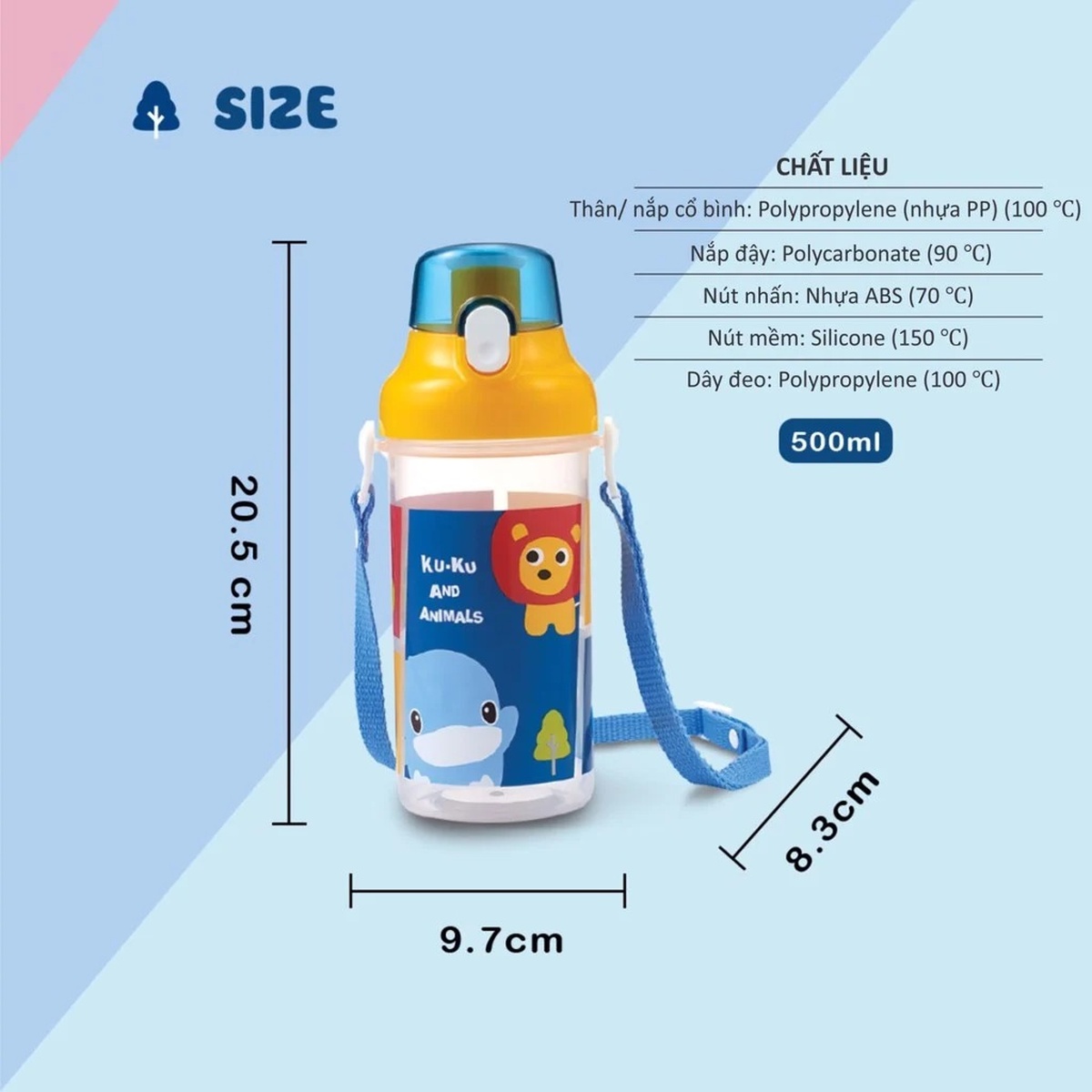 Bình uống nước cho bé KUKU KU5602A 500ml (Màu ngẫu nhiên) - hình 7