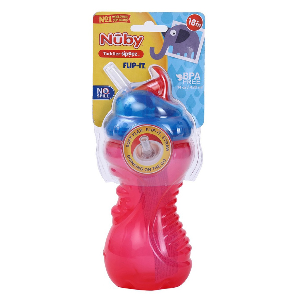 Bình uống nước có ống hút Ruby 420ml (kèm dây đeo) - góc nghiêng