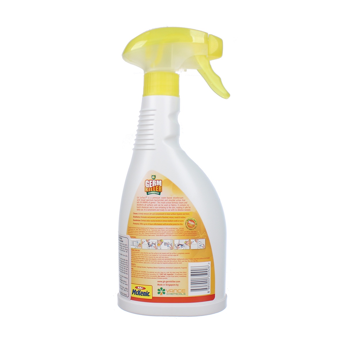 Bình xịt bề mặt diệt khuẩn Germ Killer Surface 500ml - mặt sau