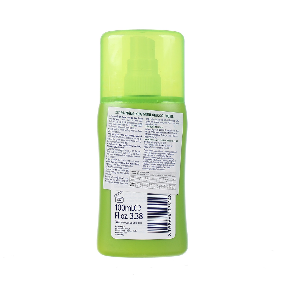 Bình xịt chống muỗi Chicco 100ml  - mặt sau