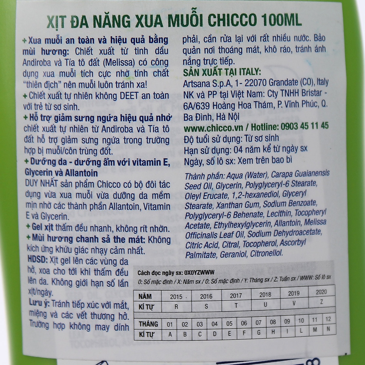 Bình xịt chống muỗi Chicco 100ml  - góc nghiêng