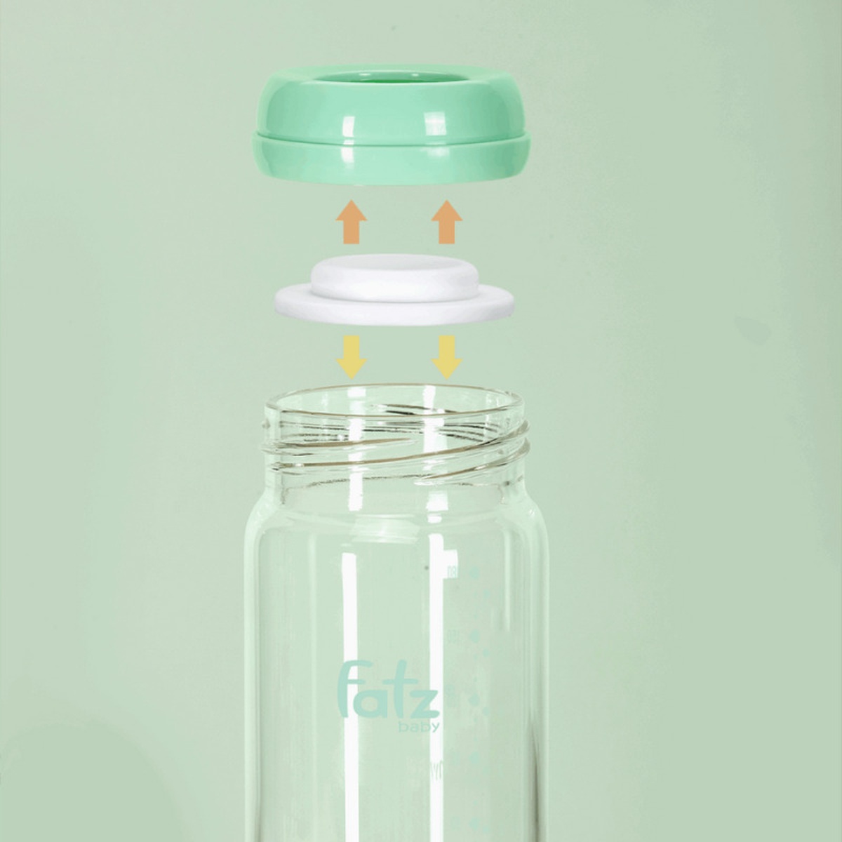 Bộ 2 bình trữ sữa thủy tinh Fatz Baby FB0150CM 180ml (Màu xanh) - góc nghiêng