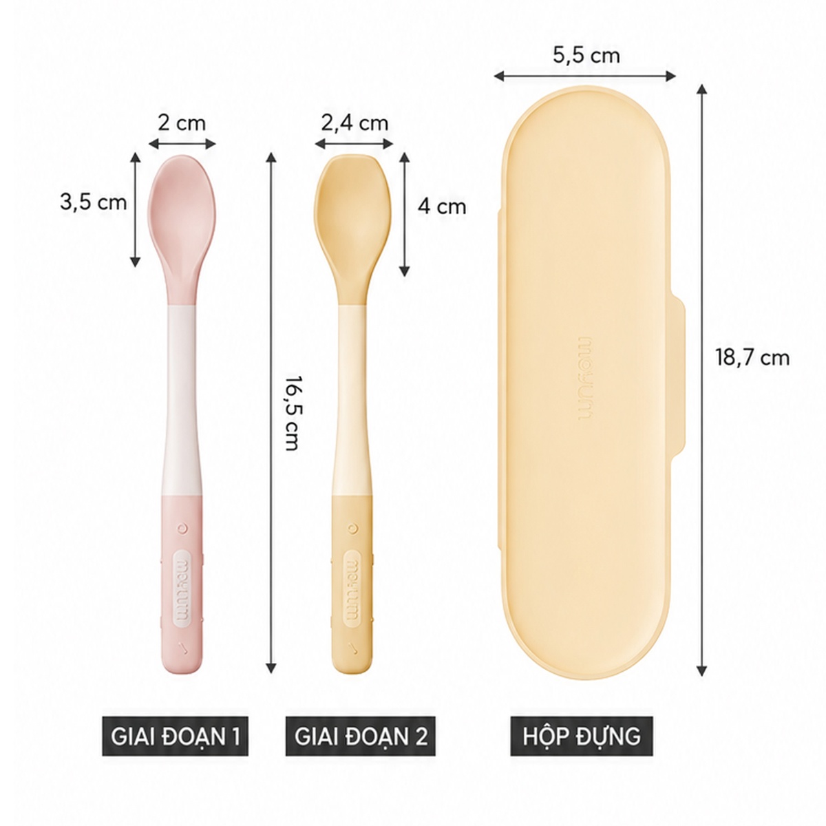 Bộ 2 thìa Moyuum kèm hộp (Vàng) - mặt sau