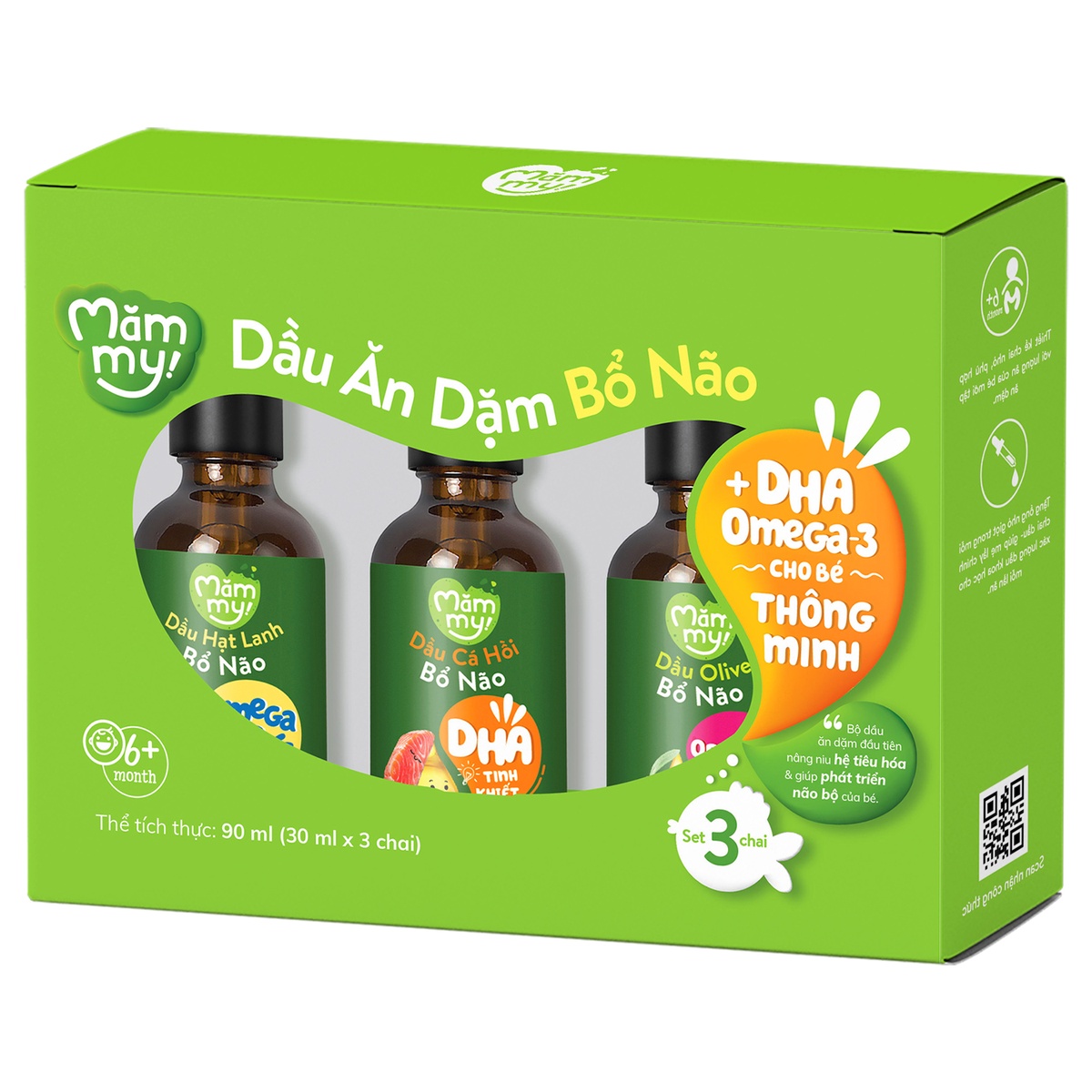 Bộ 3 dầu ăn dặm Mămmy bổ não 30ml*3 - mặt sau