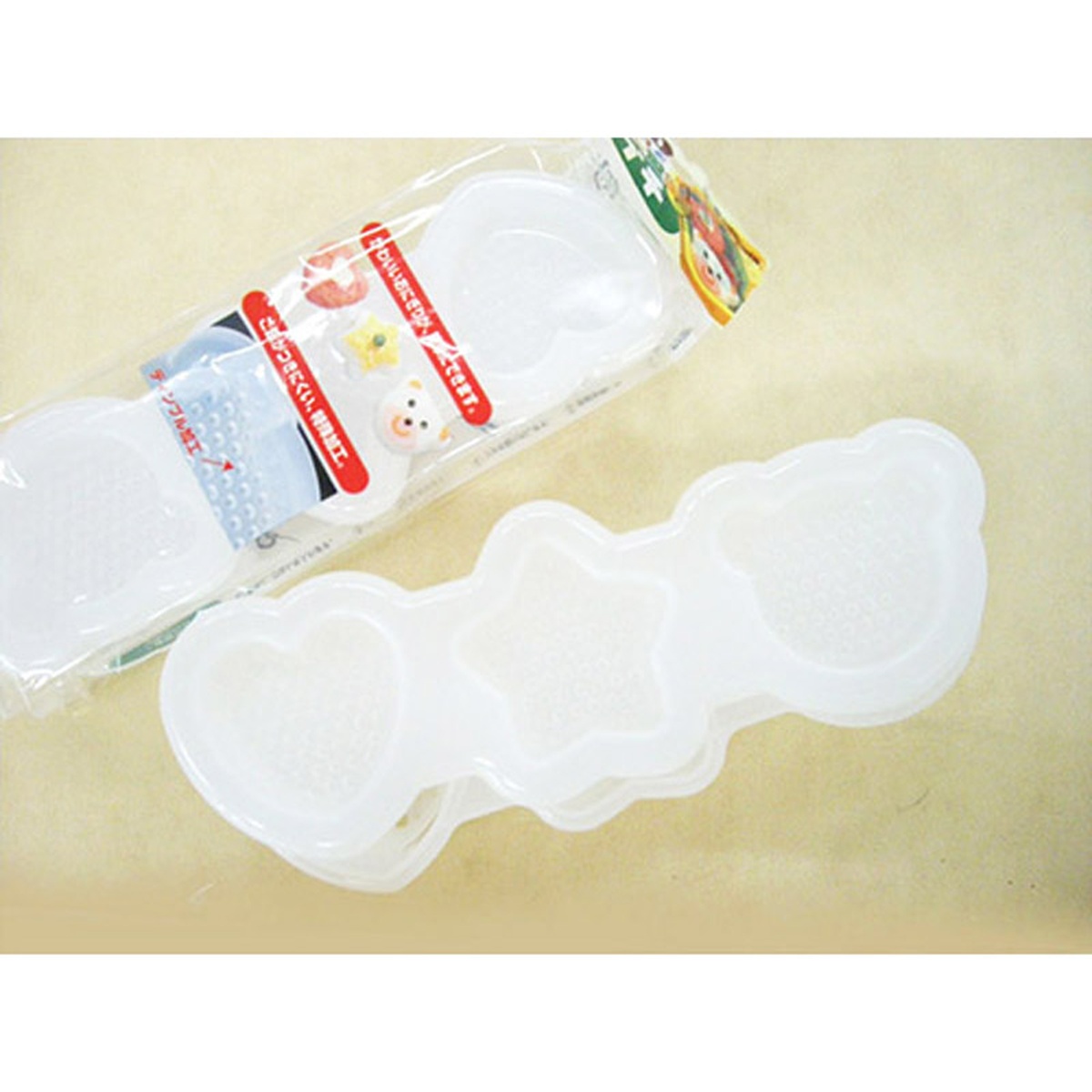 Bộ 3 khuôn cơm trứng Inomata Konbini nhựa trong      - mặt trái