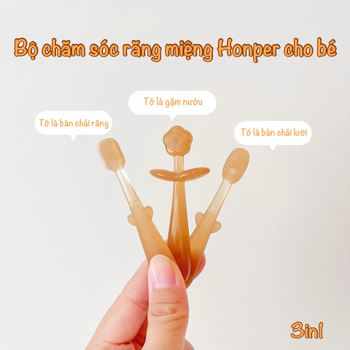 Bộ 3 rơ lưỡi silicon 3in1 Honper (Màu ngẫu nhiên) - mặt trái
