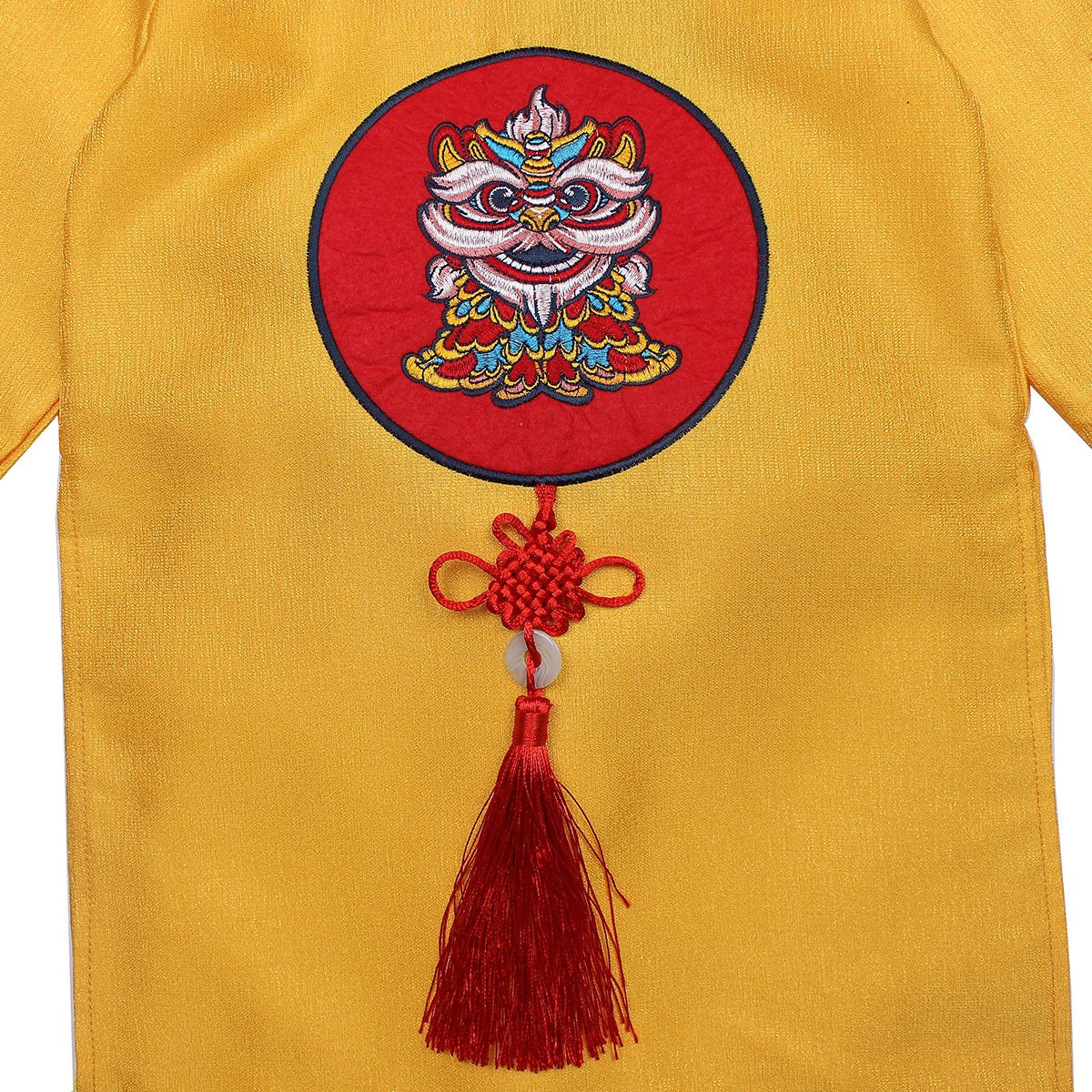 Bộ áo dài tết bé trai Mamago thêu hình chú lân M19D (Vàng) - mặt phải
