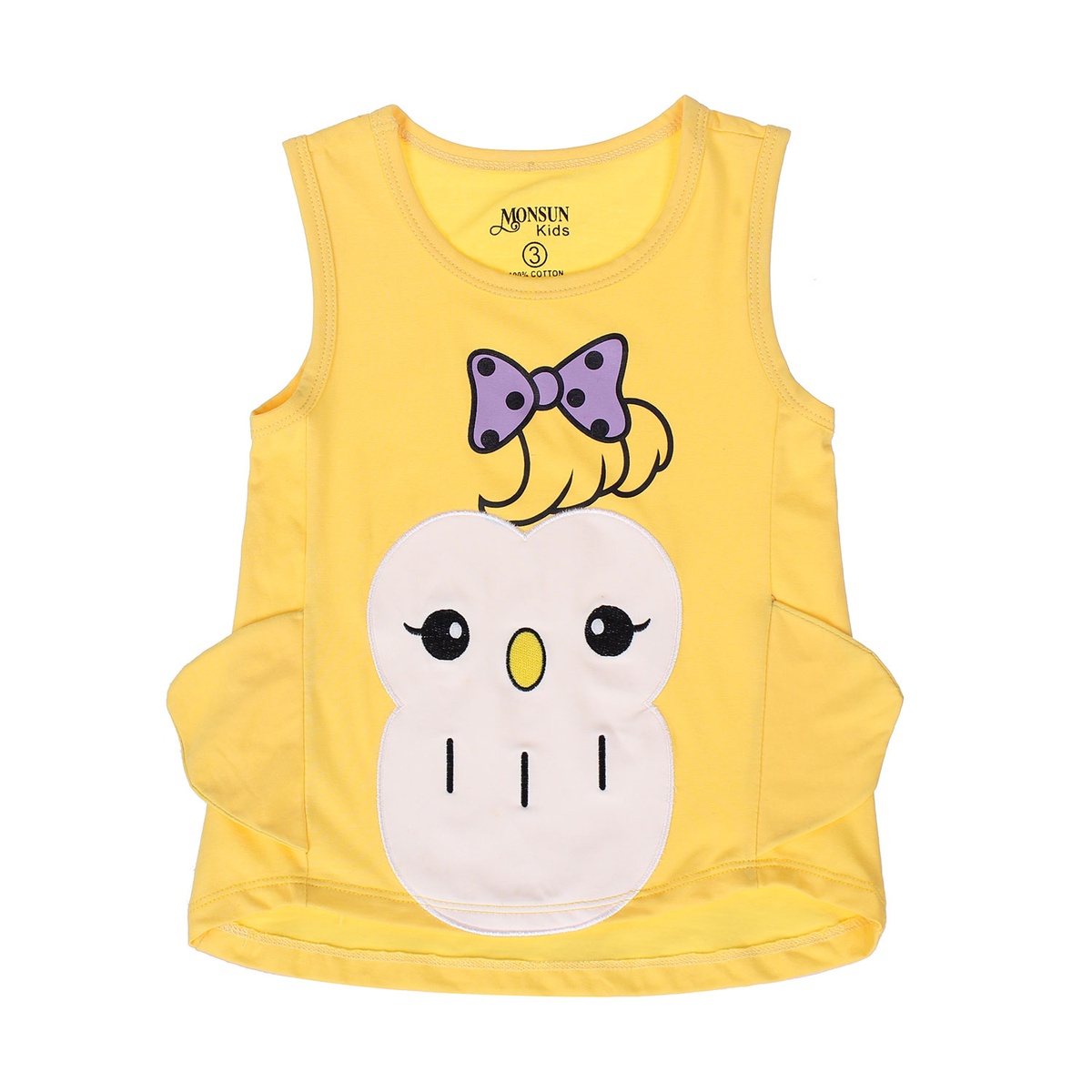 Bộ ba lỗ bé gái in hình cú mèo HTkids - mặt phải
