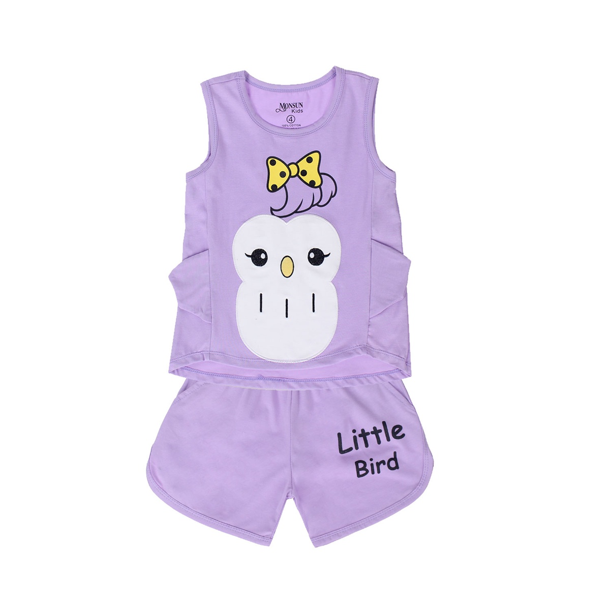 Bộ ba lỗ bé gái in hình cú mèo HTkids - mặt trái