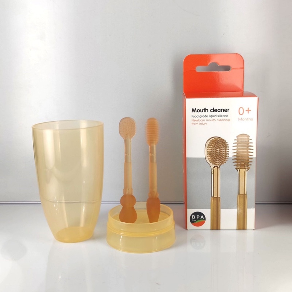 Bộ bàn chải rơ lưỡi silicone siêu mềm AC - góc nghiêng