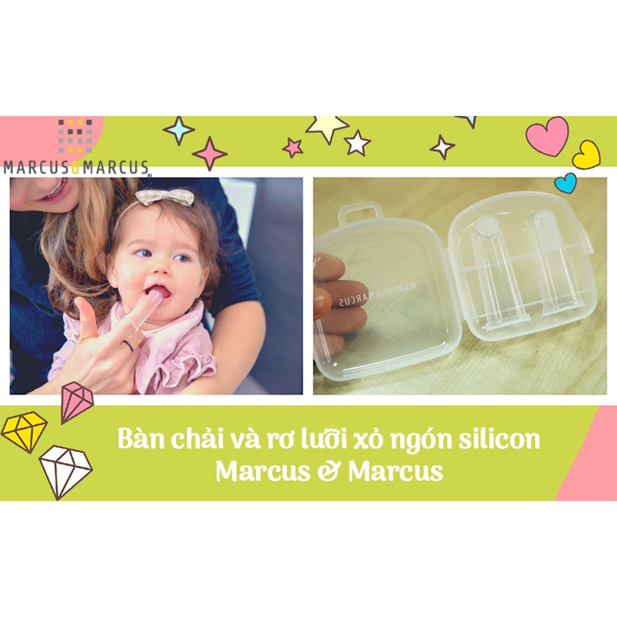 Bộ bàn chải và rơ lưỡi silicon Marcus & Marcus - mặt trái