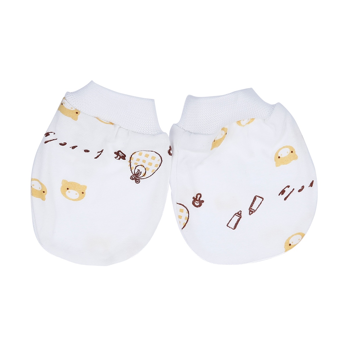 Bộ bao tay bao chân sơ sinh Kidsplaza in hình M19 (Trắng Vàng) - mặt trái