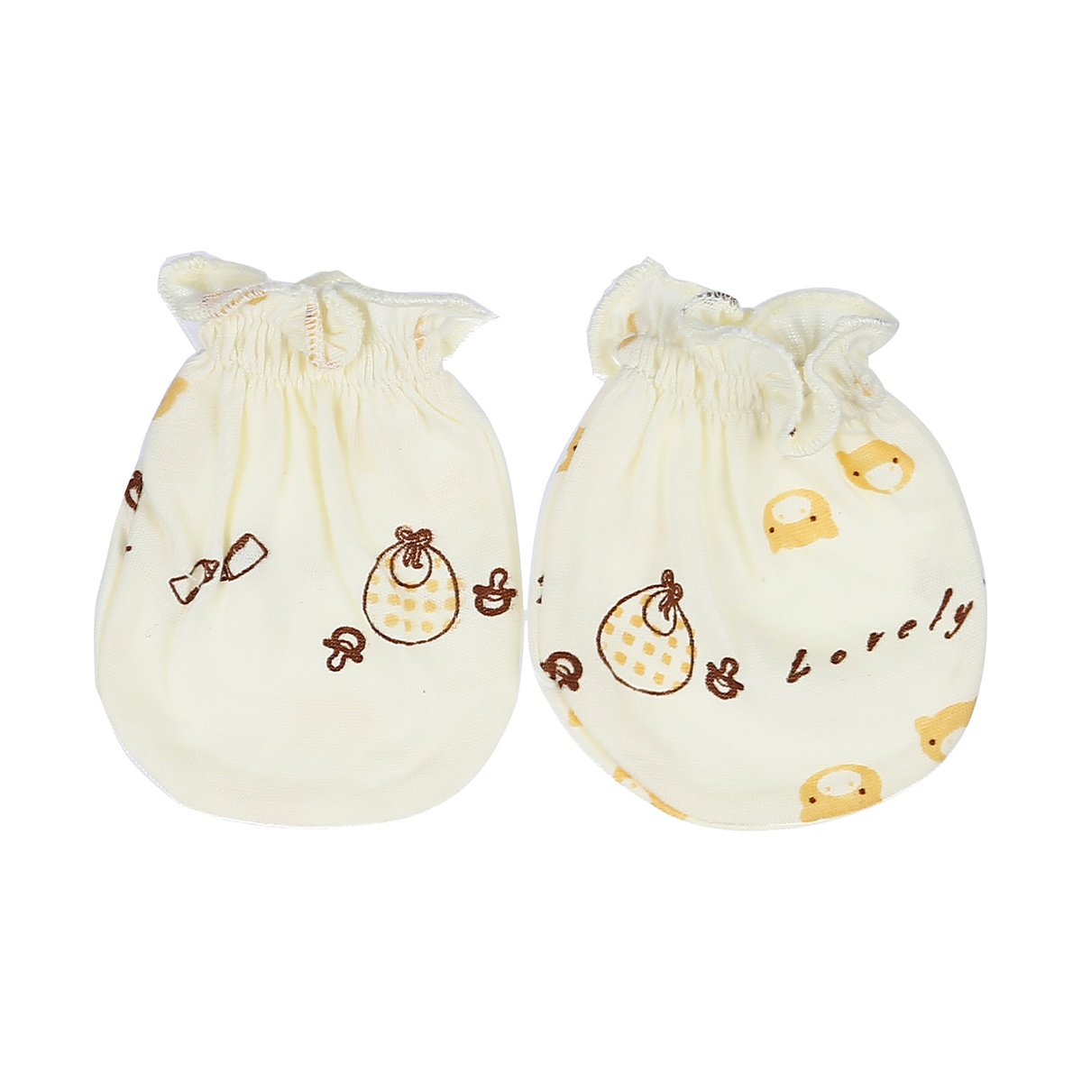 Bộ bao tay bao chân sơ sinh Kidsplaza in hình M19 (Vàng) - mặt trái