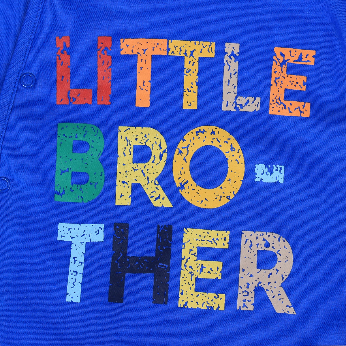 Bộ body bé trai màu xanh in chữ Little Brother - mặt sau