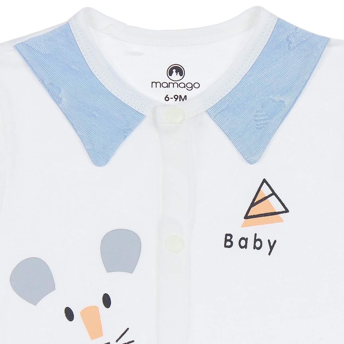 Bộ Body bé trai Neil cộc tay Mamago HN20H 9-12M (Trắng) - mặt trái