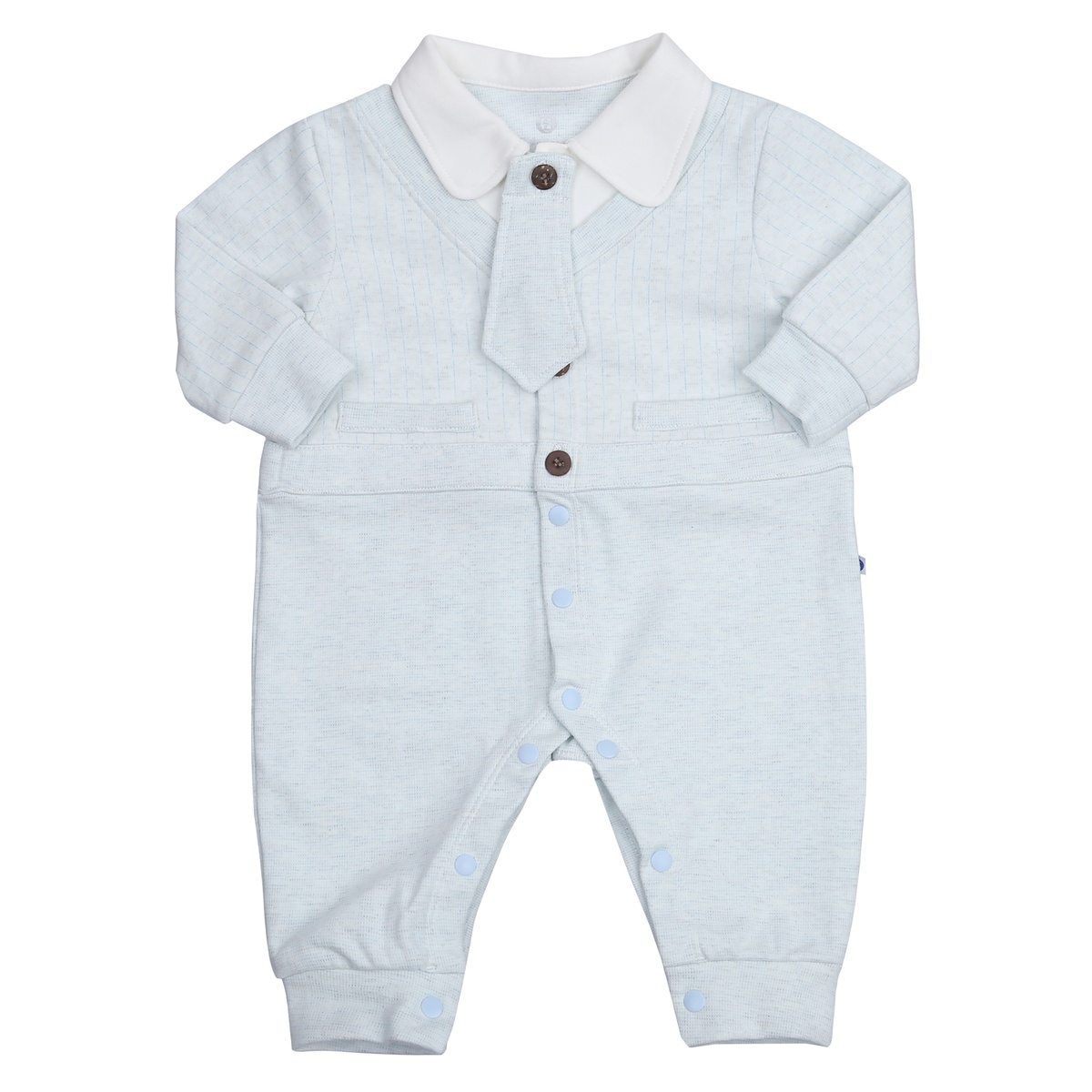 Bộ body dài tay bé trai KidsPlaza kẻ cà vạt HN23T (Trắng xanh)