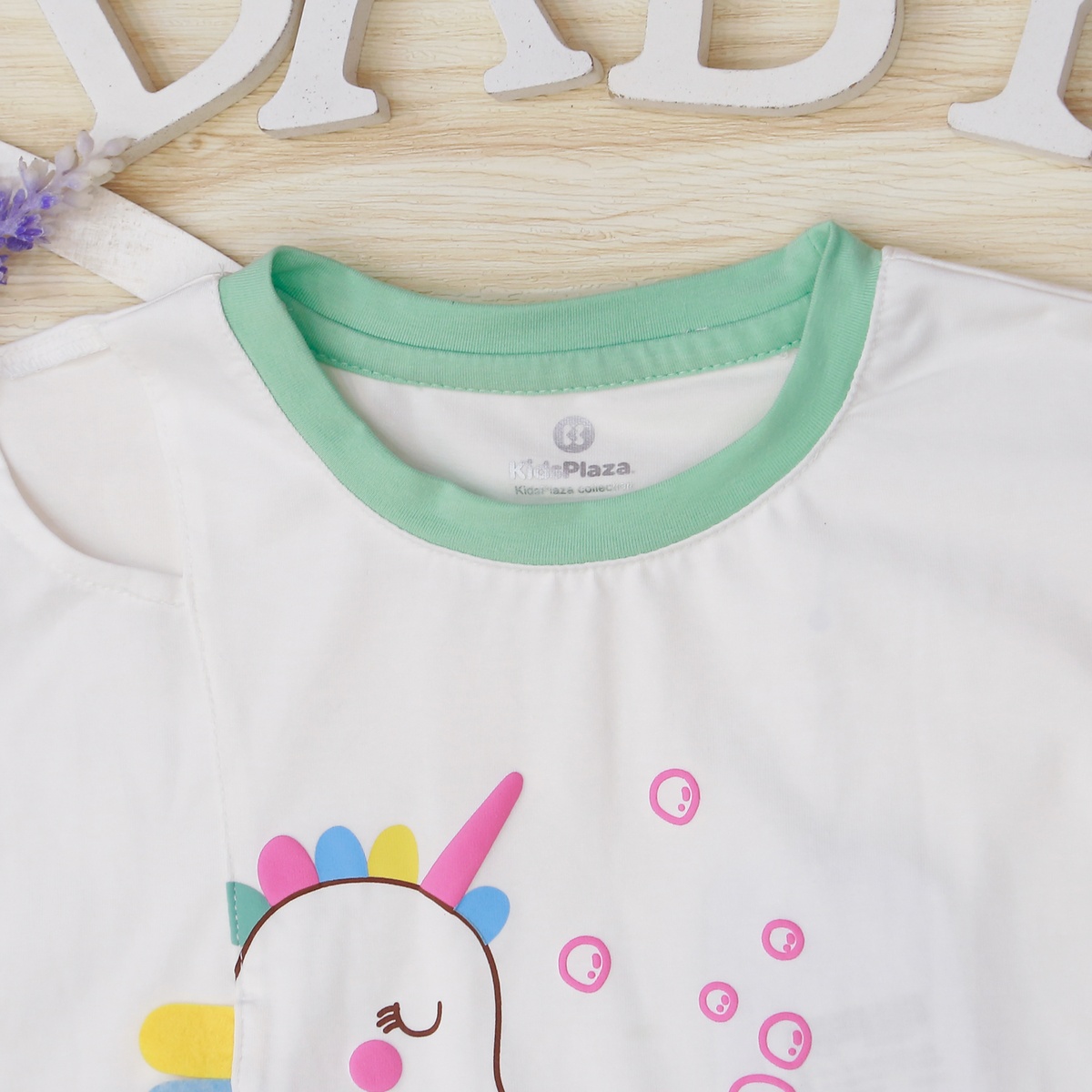 Bộ cộc bé gái in cá ngựa KidsPlaza TT22H Xanh - mặt phải