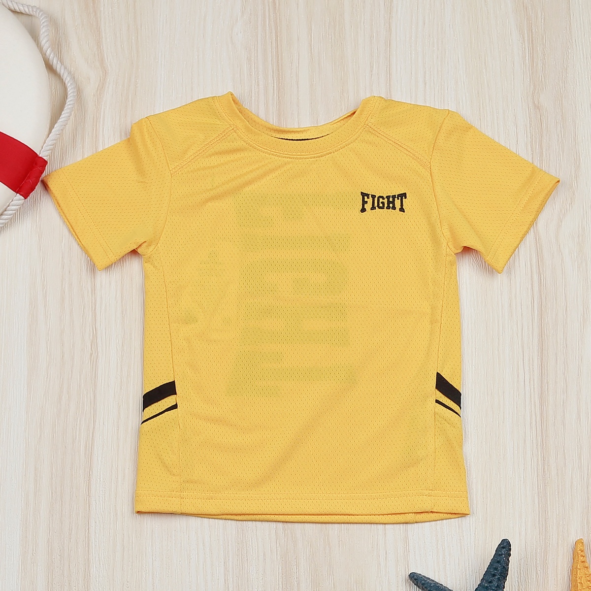 Bộ cộc bé trai in Fight KidsPlaza VY22H Vàng - mặt trái
