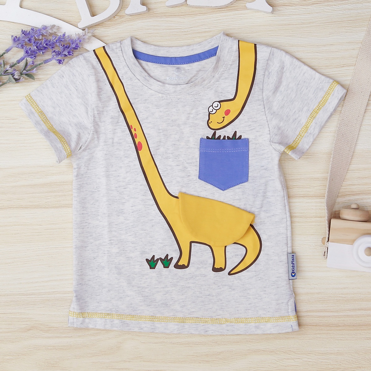 Bộ cộc bé trai in khủng long ăn cỏ KidsPlaza TT22H (Ghi) - mặt trái