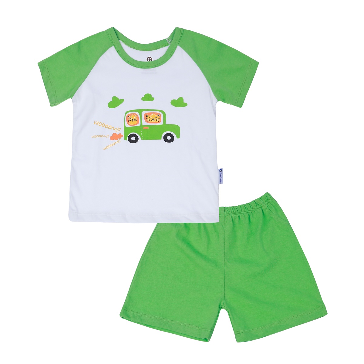 Bộ cộc tay bé trai KidsPlaza in ô tô M23H (Trắng xanh)