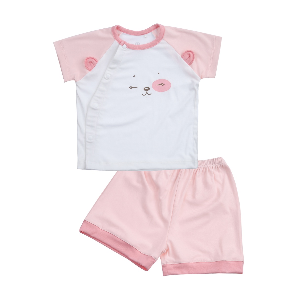 Bộ cộc tay cài lệch KidsPlaza Otis ND24H (Trắng hồng)