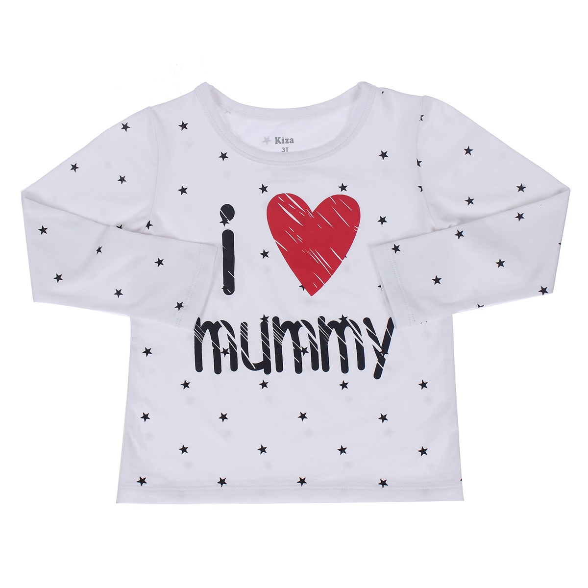 Bộ cotton tay dài in chữ I Love Mummy Kiza bé gái  - mặt trái