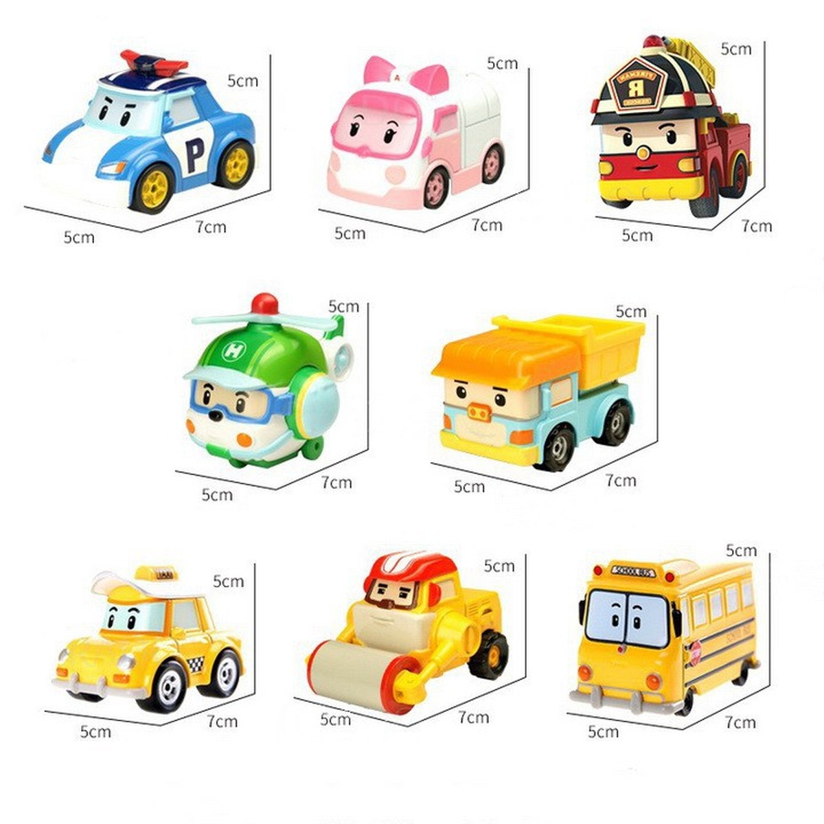 Bộ đồ chơi xe ô tô Robocar Poli (8 chiếc) - mặt trái