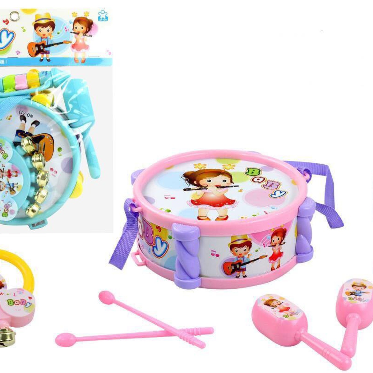 Bộ dụng cụ âm nhạc ToysHouse hồng - mặt trái