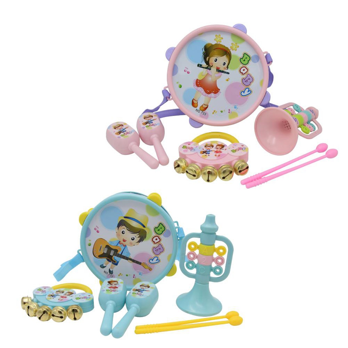 Bộ dụng cụ âm nhạc ToysHouse hồng - mặt phải