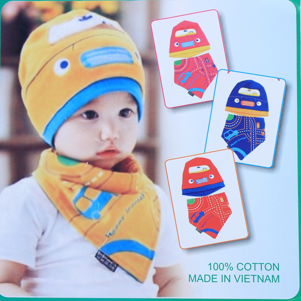 Bộ khăn, mũ in ô tô QQ - góc nghiêng