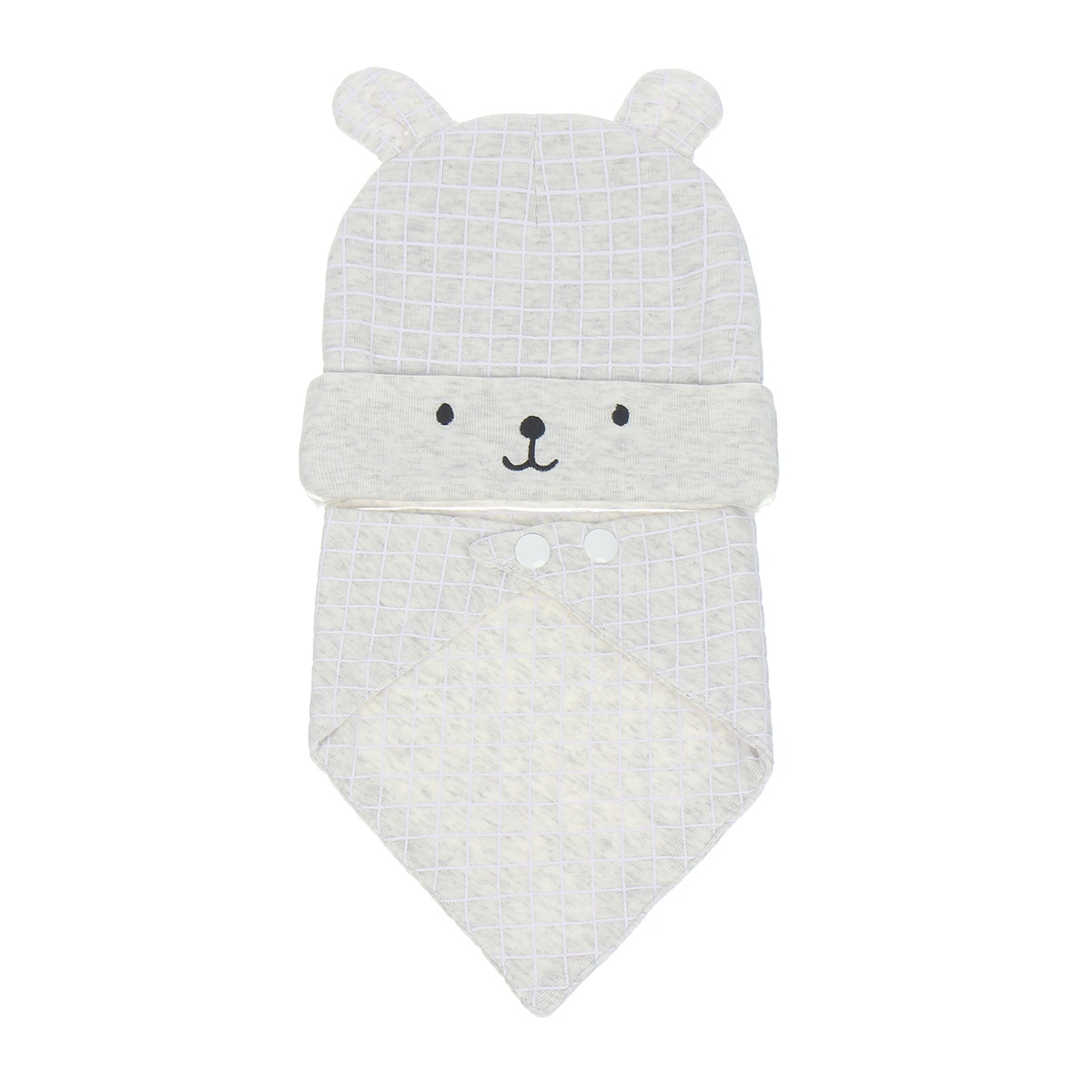 Bộ khăn mũ kẻ Caro hình Gấu QQ20