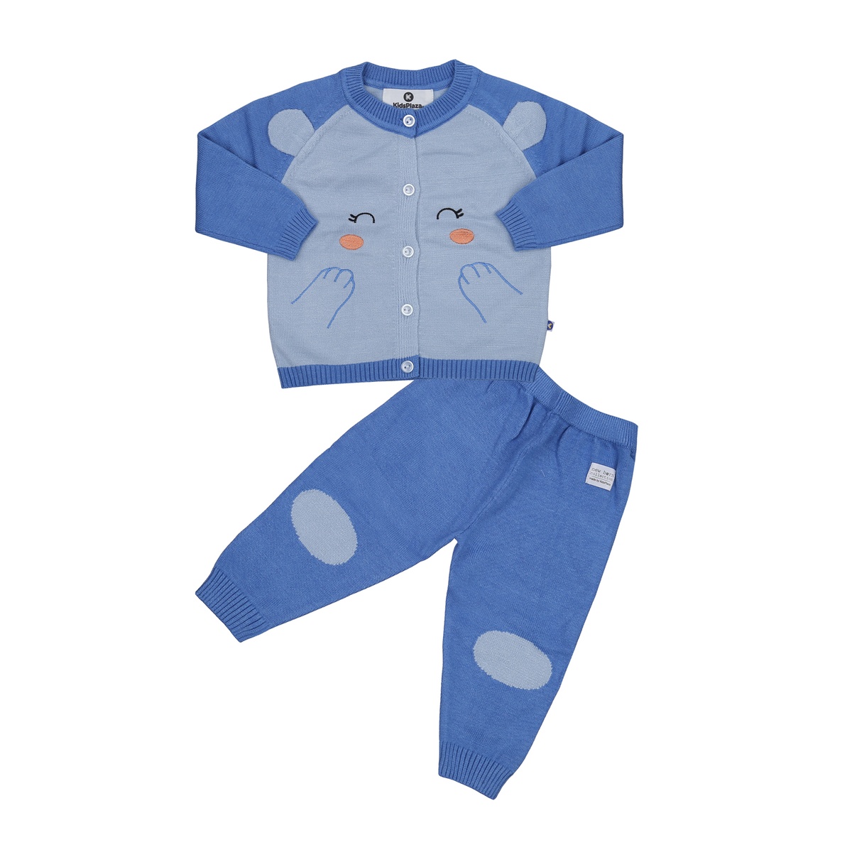 Bộ len sơ sinh KidsPlaza thêu gấu HN23D (Xanh)