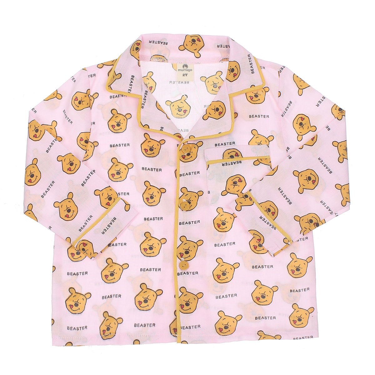 Bộ Mamago pijama dài gấu pu hồng M20T 1Y  - mặt sau