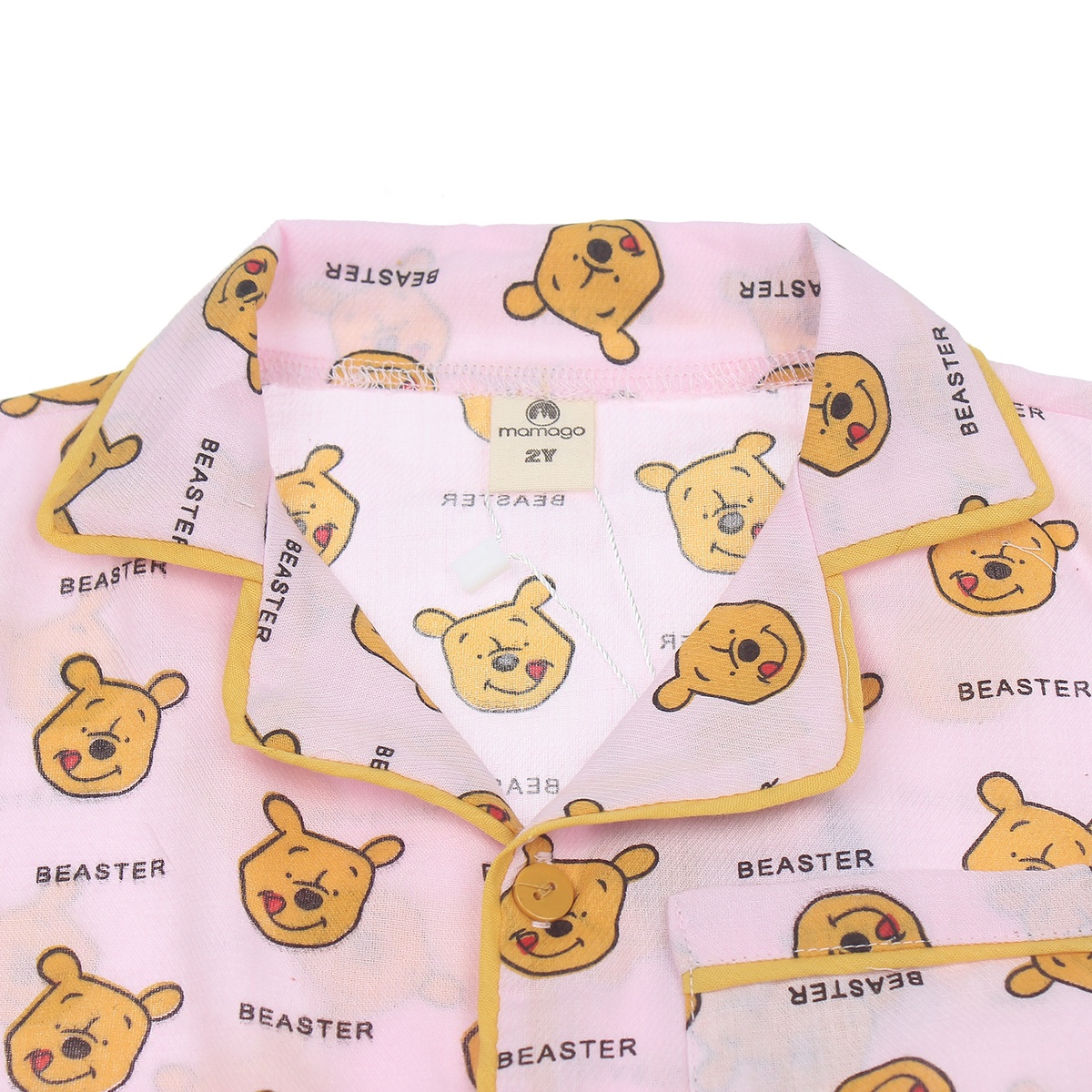 Bộ Mamago pijama dài gấu pu hồng M20T 1Y  - mặt phải