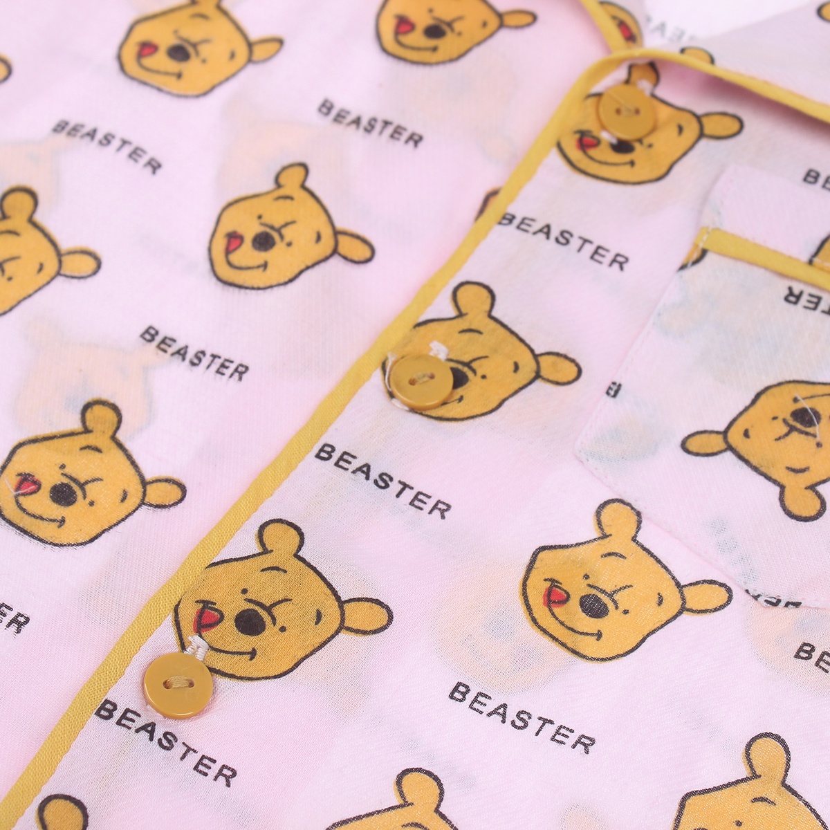 Bộ Mamago pijama dài gấu pu hồng M20T 1Y  - góc nghiêng