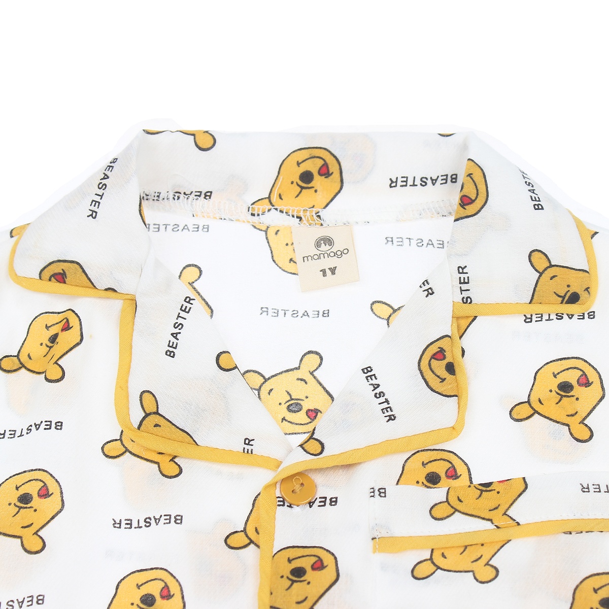 Bộ Mamago pijama dài tay gấu pu M20T 4Y (Trắng) - mặt sau