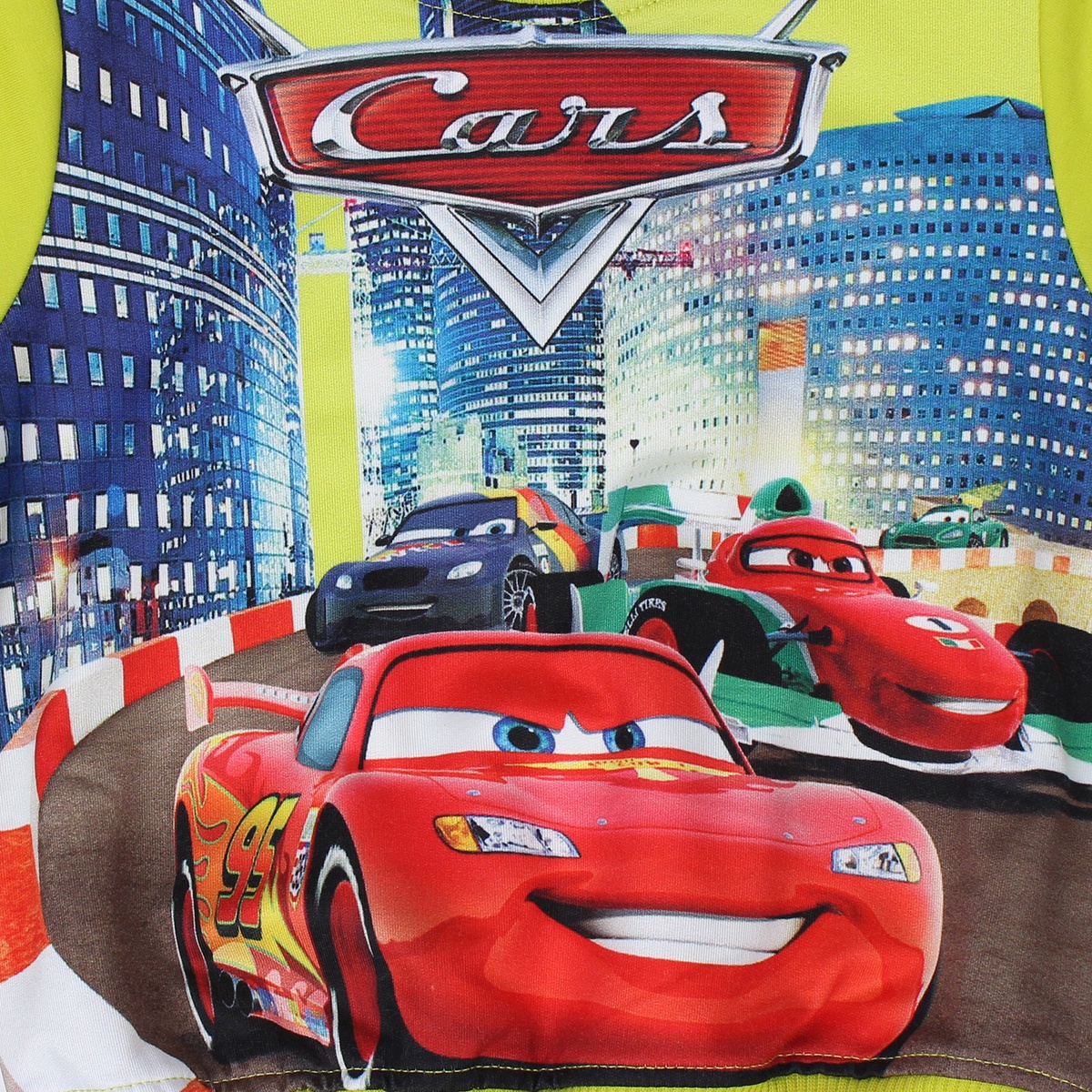 Bộ nỉ da cá bé trai in ô tô 3D Kiza (Chanh) - góc nghiêng