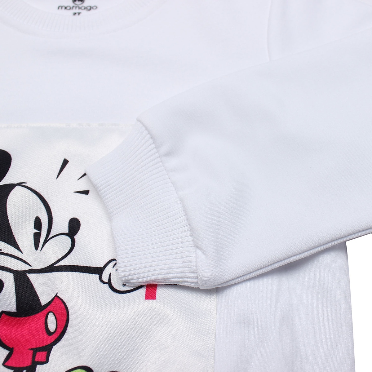 Bộ nỉ da cá bé trai Mamago HT19D in hình Mickey (Trắng xanh) - góc nghiêng