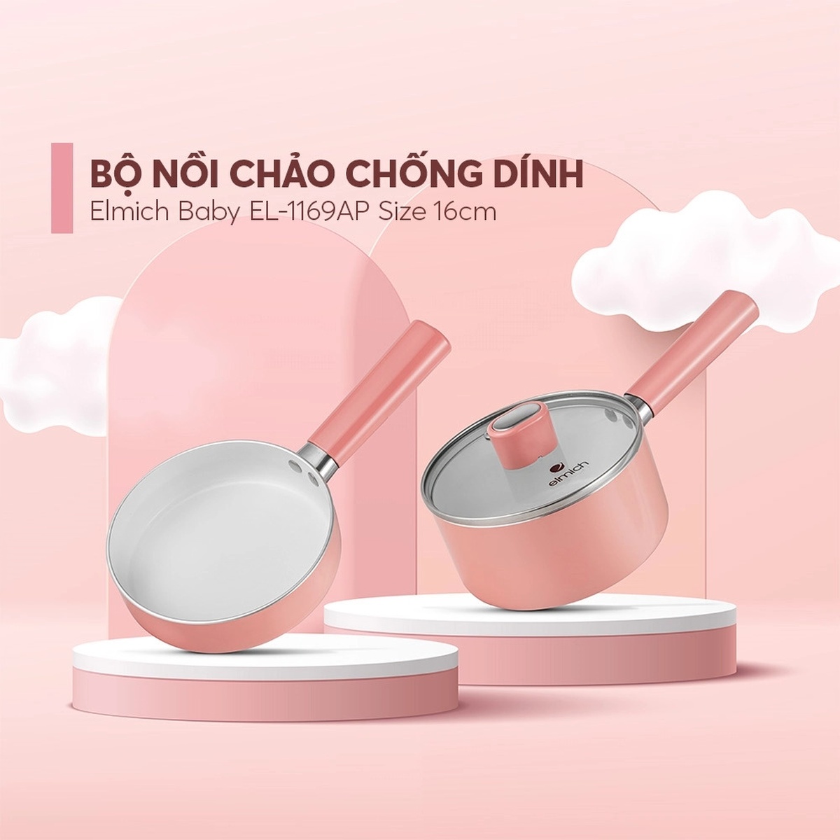 Bộ nồi chảo Baby Elmich Vitadairy (Khuyến mại không bán)