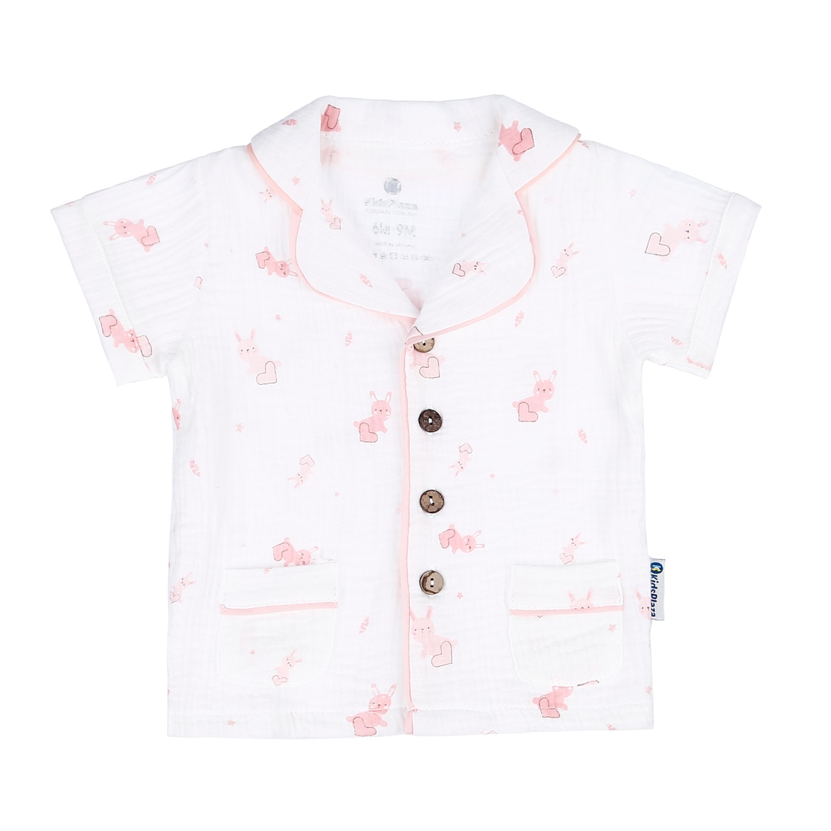Bộ Pijama xô Bé Gái in hình Thỏ KidsPlaza M21H (Trắng Hồng) - mặt trái