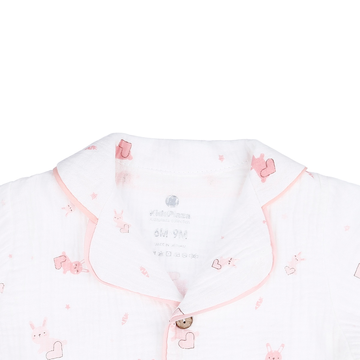 Bộ Pijama xô Bé Gái in hình Thỏ KidsPlaza M21H (Trắng Hồng) - mặt phải