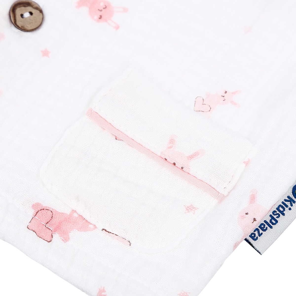 Bộ Pijama xô Bé Gái in hình Thỏ KidsPlaza M21H (Trắng Hồng) - góc nghiêng