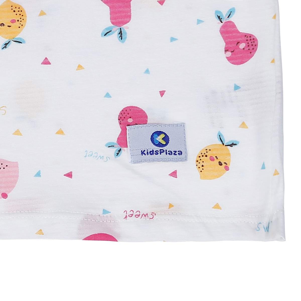 Bộ quần áo ba lỗ bé gái Kidsplaza kẻ phối in hình quả M21H (Trắng) - góc nghiêng