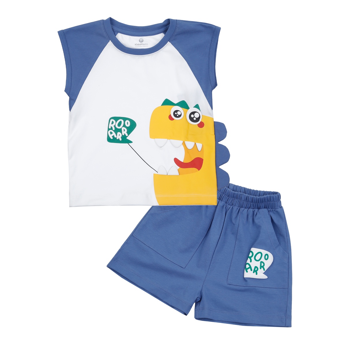 Bộ quần áo ba lỗ bé trai KidsPlaza in khủng long TT24H (Xanh)