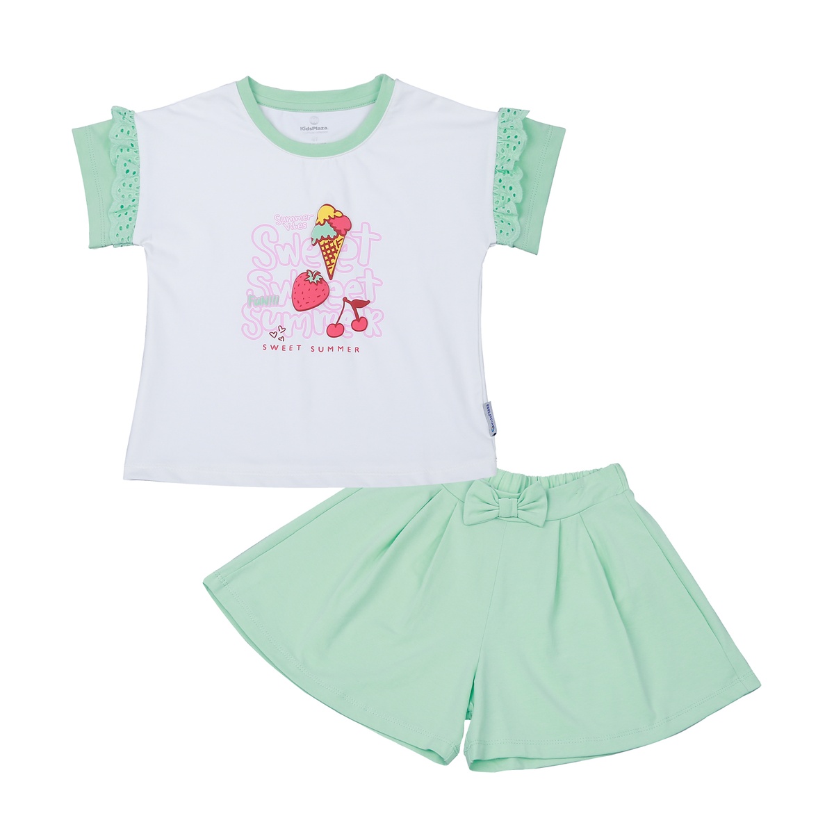 Bộ quần áo bé gái cộc tay KidsPlaza in Kem Sweet TT23H